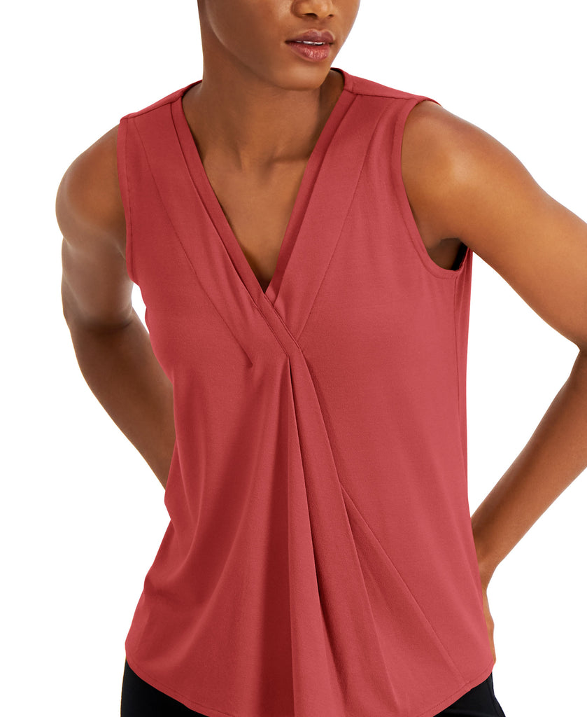 Alfani Women Sleeveless Pleated V Neck Shirt