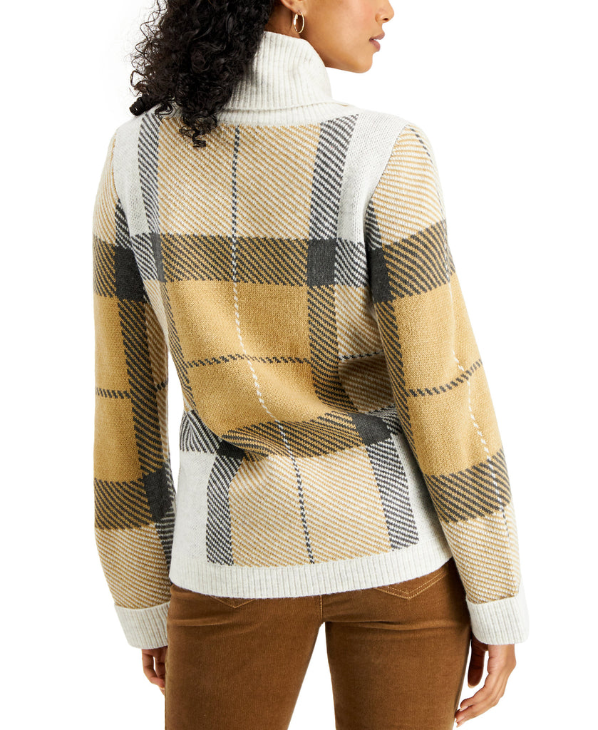 Charter Club Women Plaid Cowlneck Sweater