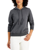 Charter Club Women Embellished Hoodie Charcoal Heather