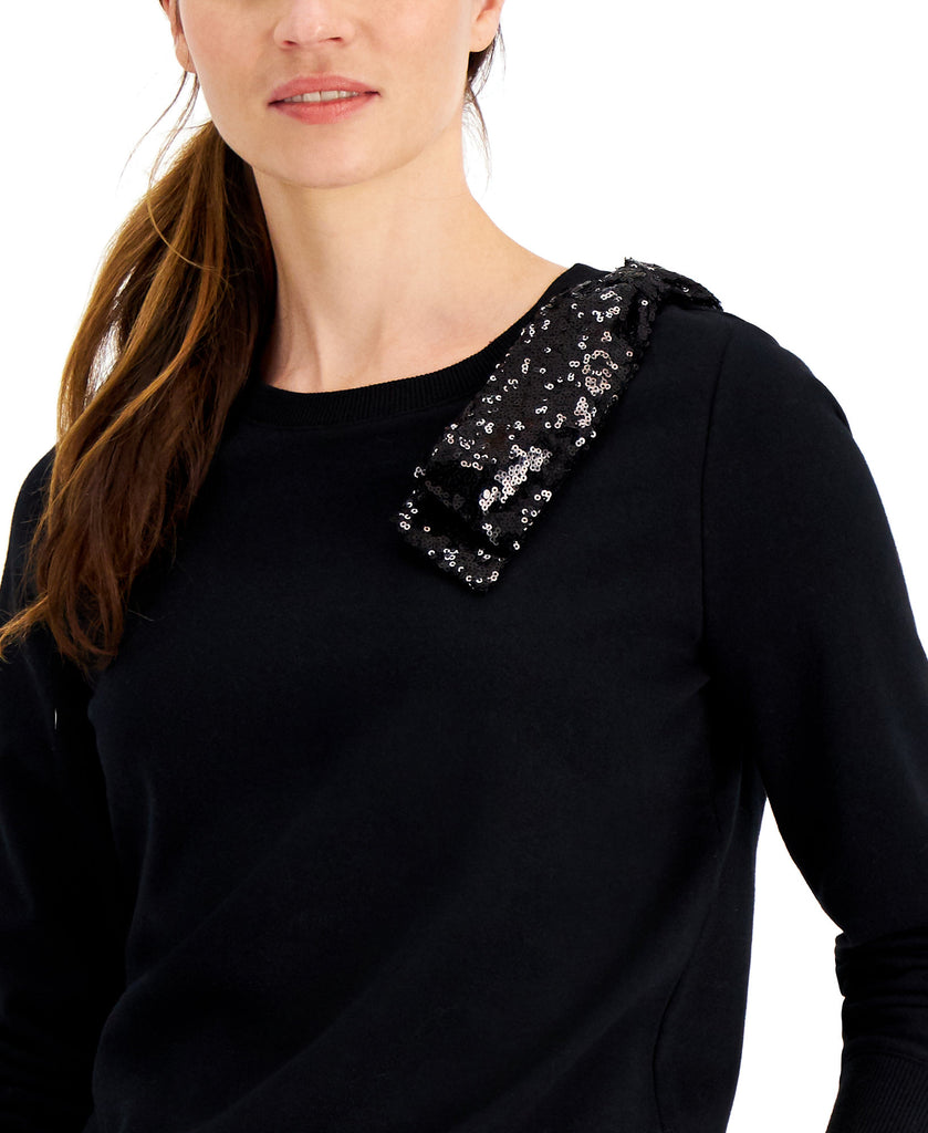 Charter-Club-Women-Sequined-Bow-Long-Sleeve-Top