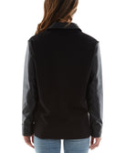 BCX Women Faux Leather Detail Collared Shirt