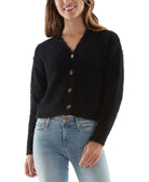 BCX Women Fuzzy Cardigan Cropped Top Black