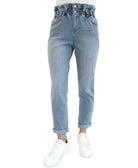 Almost Famous Women High Rise Paperbag Jeans Medium Wash