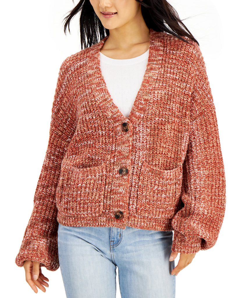 Hooked Up by IOT Juniors Space Dyed Cardigan Rust