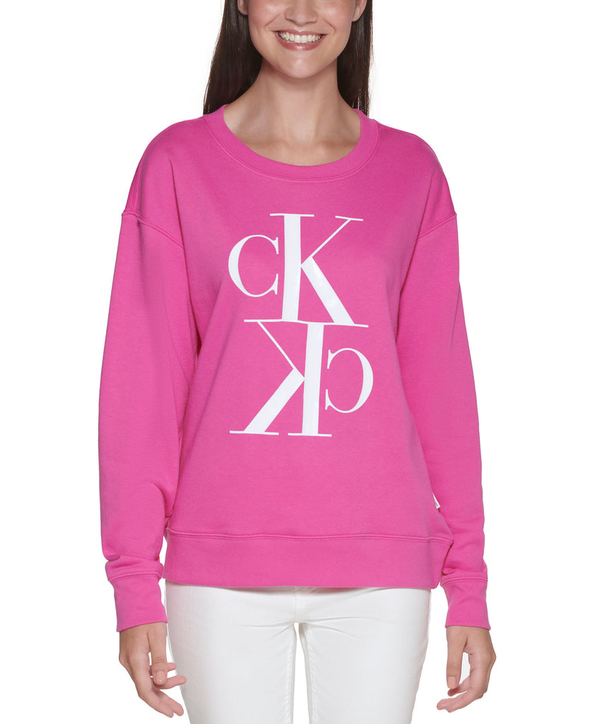 Calvin Klein Jeans Women Logo Print Long Sleeve Top Cali Pink