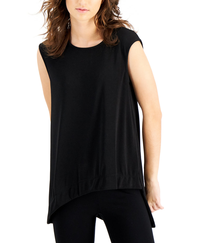 Alfani Women Asymmetrical Sleeveless Top Deep Black