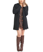 Black Tape Women Plus Hooded Textured Cardigan Black