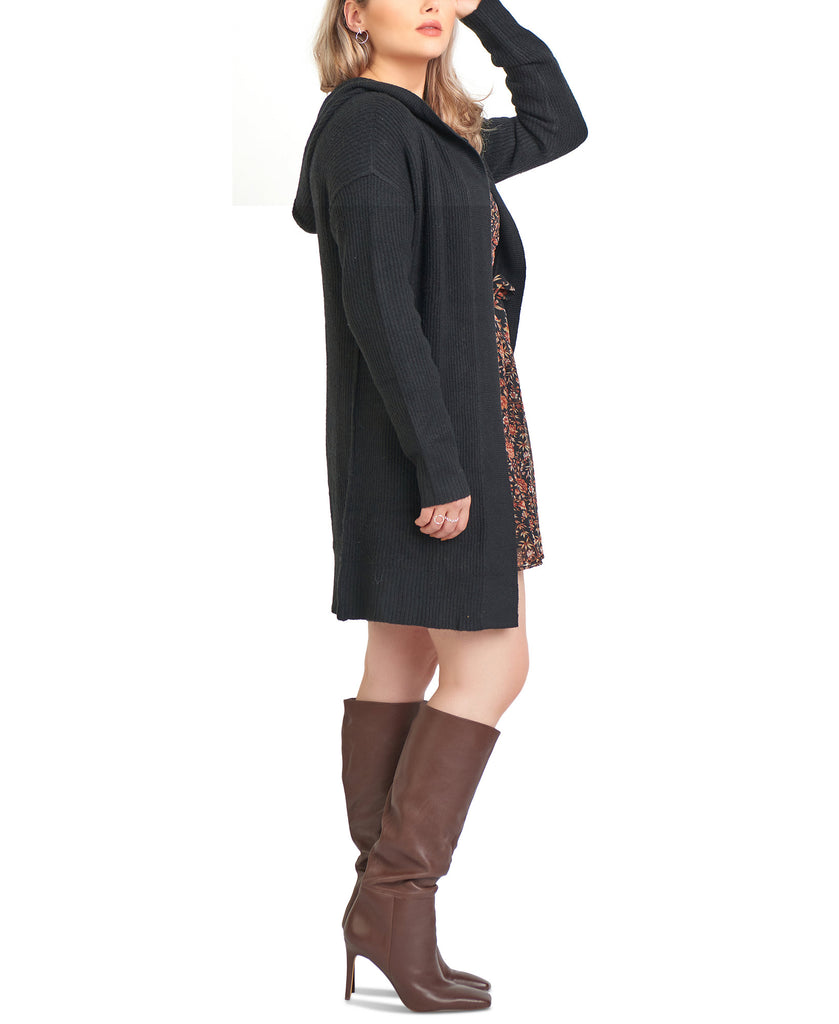 Black Tape Women Plus Hooded Textured Cardigan