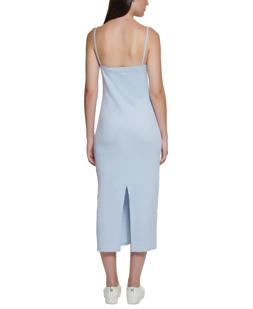 Calvin Klein Jeans Women Square Neck Ribbed Cotton Midi Dress