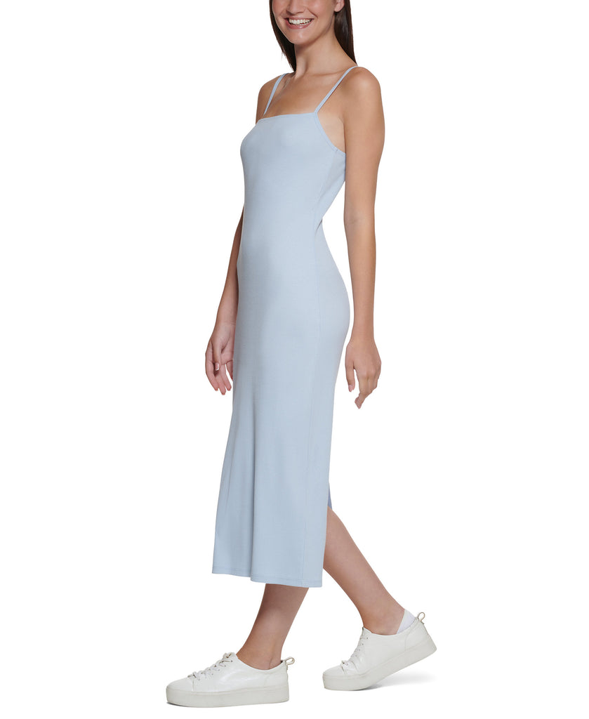 Calvin Klein Jeans Women Square Neck Ribbed Cotton Midi Dress