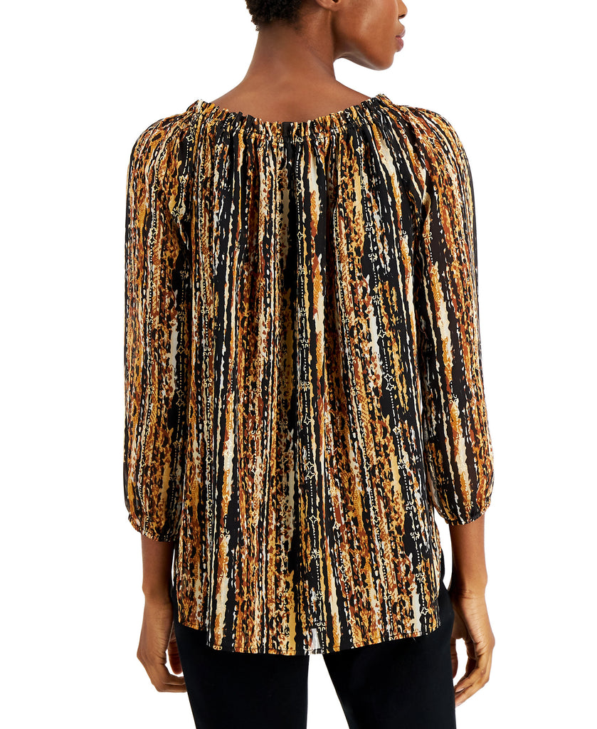 Nine West Women Foil Printed 3 4 Sleeve Blouse