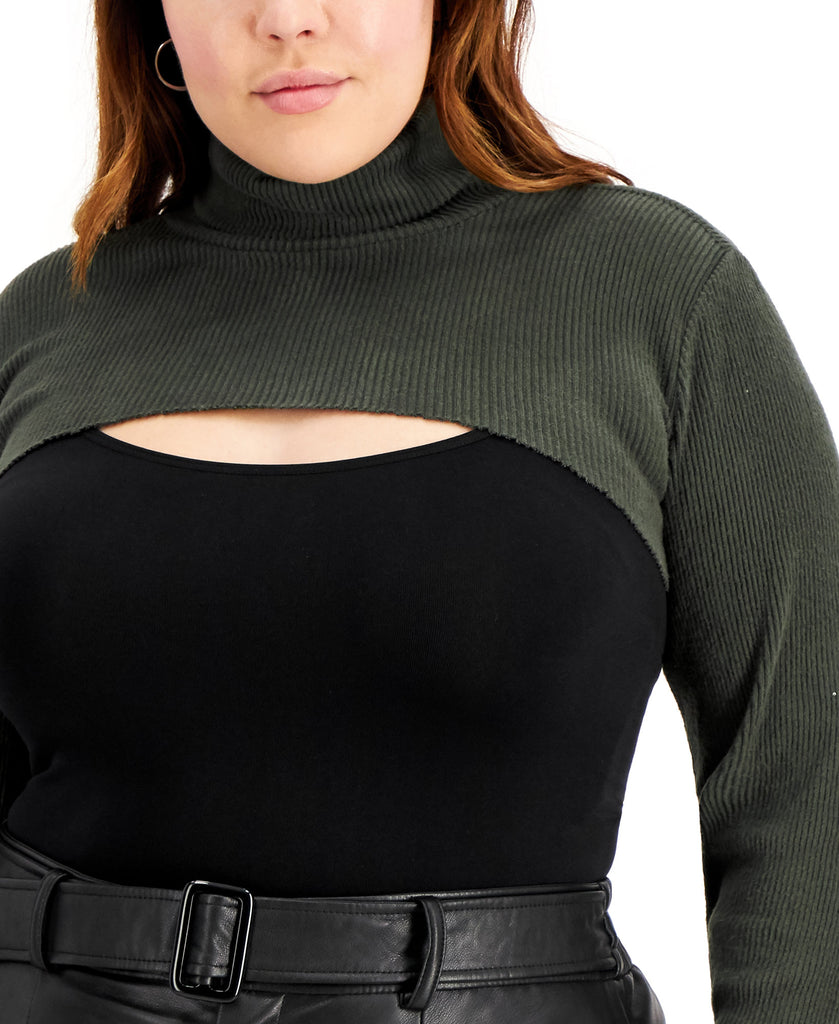 FULL CIRCLE TRENDS Women Plus Super Crop Turtleneck Top