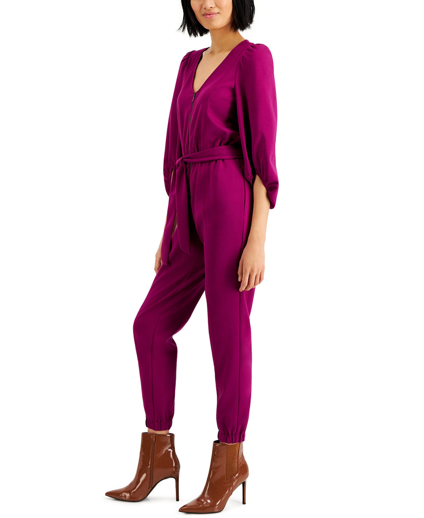 INC International Concepts Women Zip Front Belted Jumpsuit