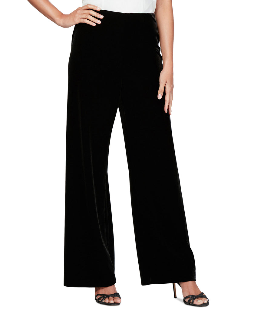 Alex Evenings Women Velvet Wide Leg Pants Black