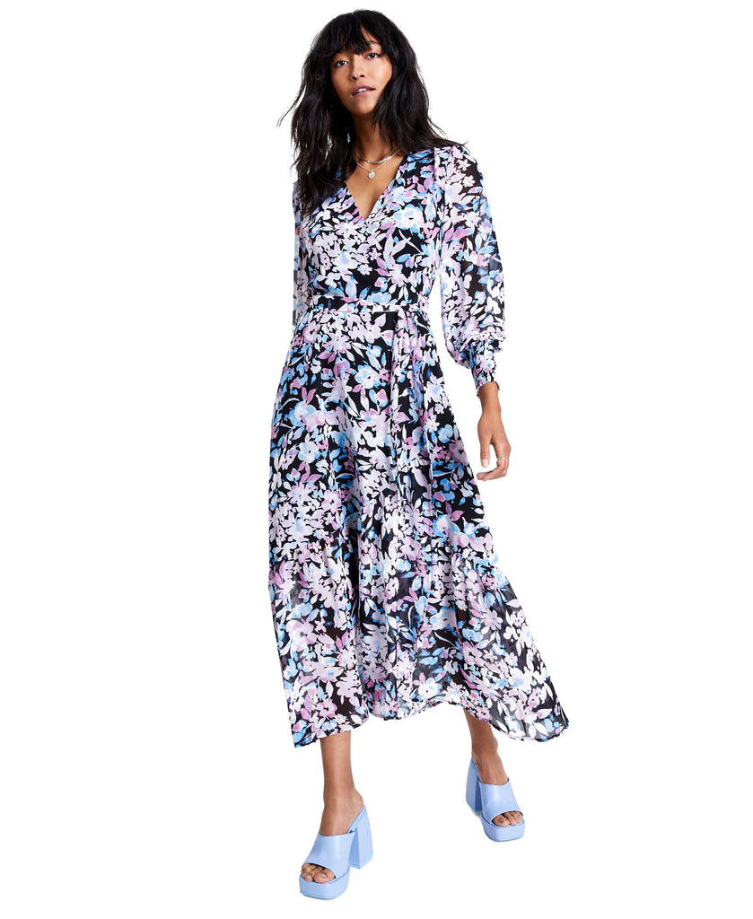 Bar III Women Floral Print Wrap Maxi Dress Farah Botanical