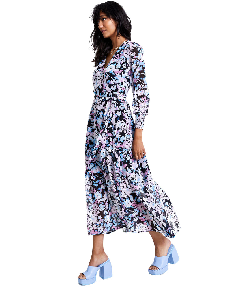 Bar III Women Floral Print Wrap Maxi Dress