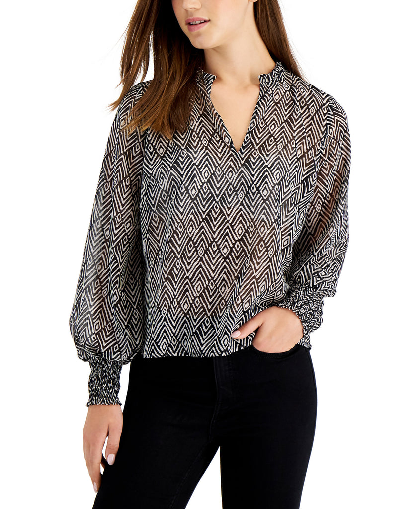 Bar III Women Split Neck Blouse Diamond