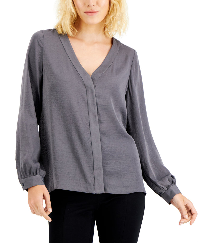 Alfani Plus Size V-Neck Top, Created for Macy's - Blue Infinity 