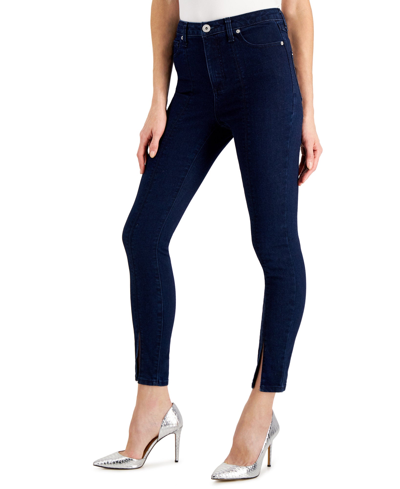 INC International Concepts Women Petite Front Slit Skinny Jeans