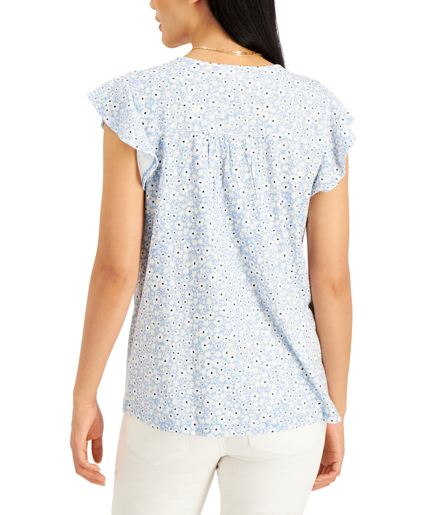 Style & Co Women Petite Clip Dot Ruffled Blouse