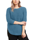 Black Tape Women Plus Textured Sweater Dark Teal