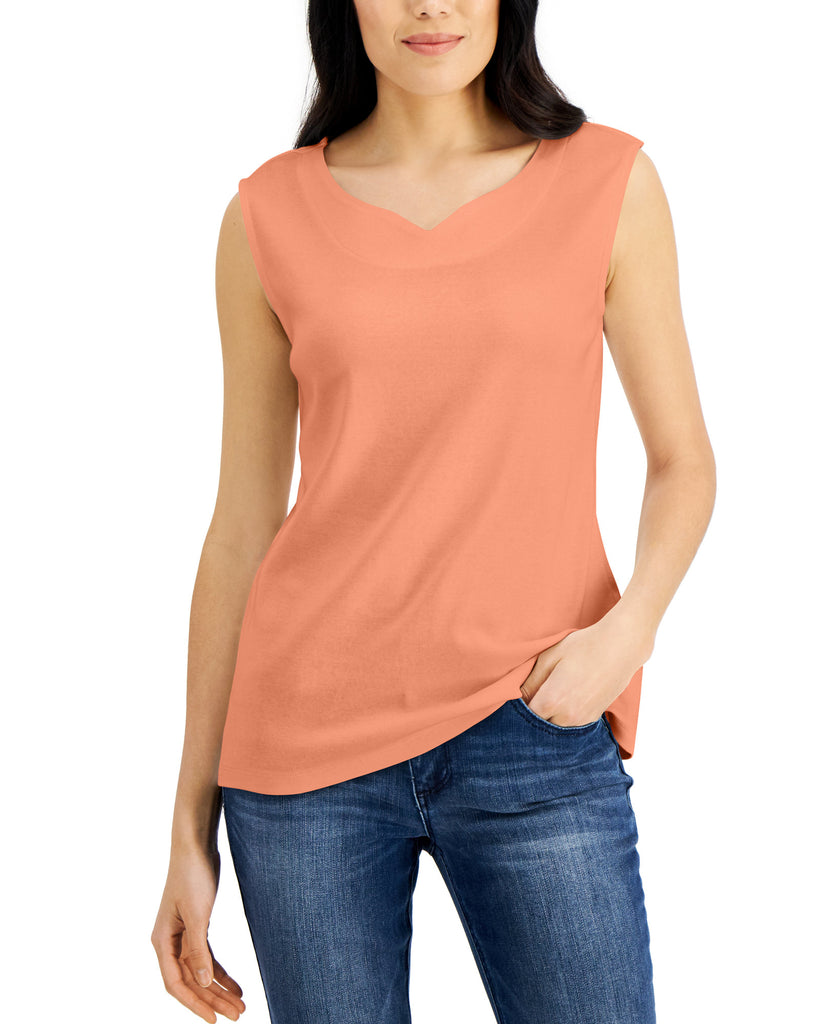 Karen-Scott-Women-Cotton-Sweetheart-Neckline-Tank-Top-Pacific-Coral