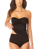 Anne Cole Women Twist Front Ruched Tankini Top Black