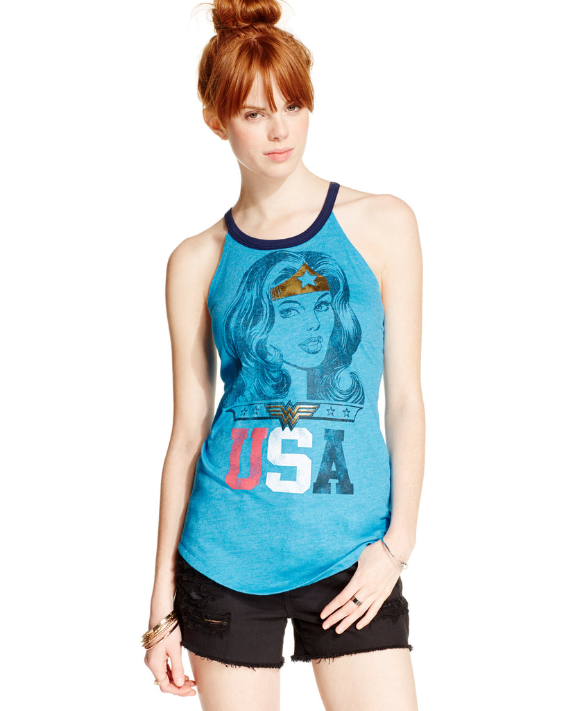 Bioworld Juniors Wonder Woman Halter Tank Top Blue