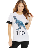 Ntd Juniors T Rex Contrast Sleeve Tee White Black