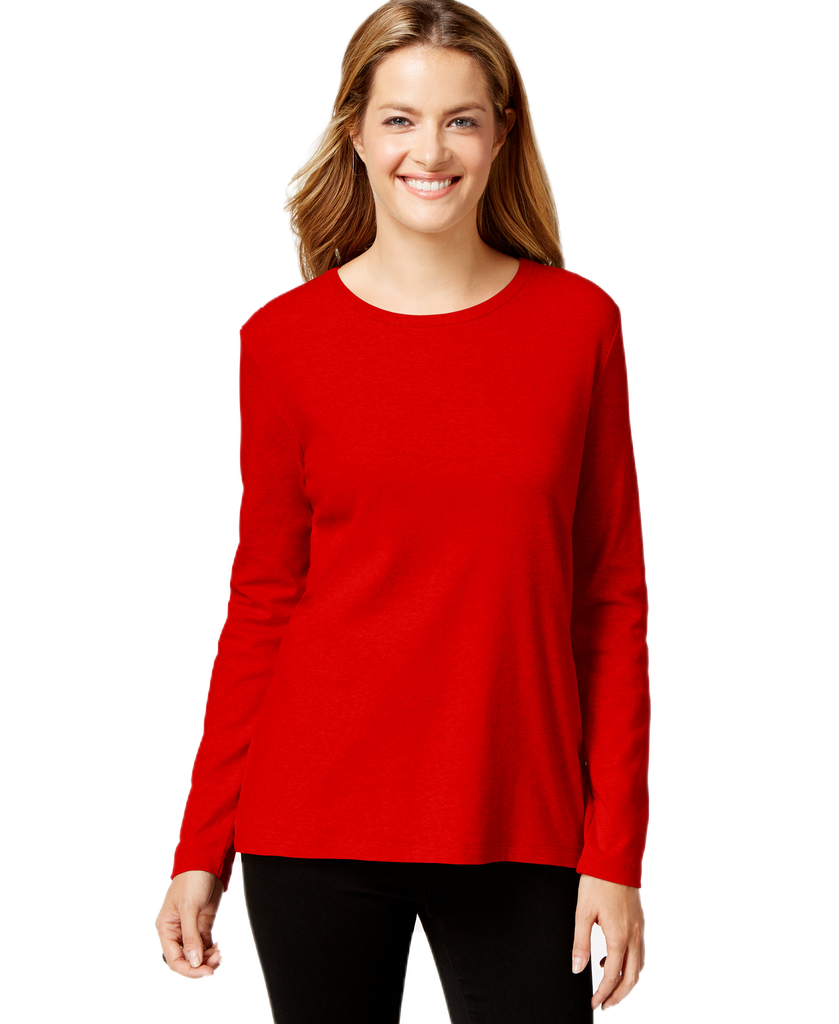 Style & Co Women Crew Neck Top New Red Amore