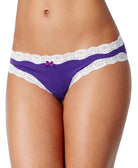 Jenni by Jennifer Moore Women Cotton Lace Trim Bikini Purple