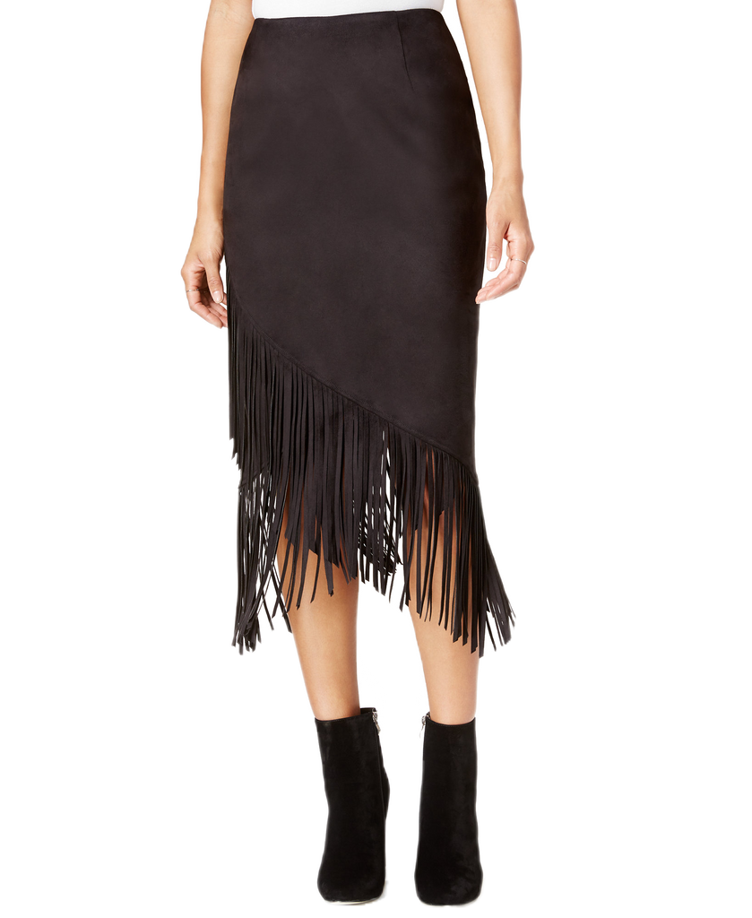 RACHEL Rachel Roy Women Fringe Crossover Skirt Black