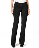Alfani Women Petite Faux Leather Trim Wide Leg Trousers Deep Black