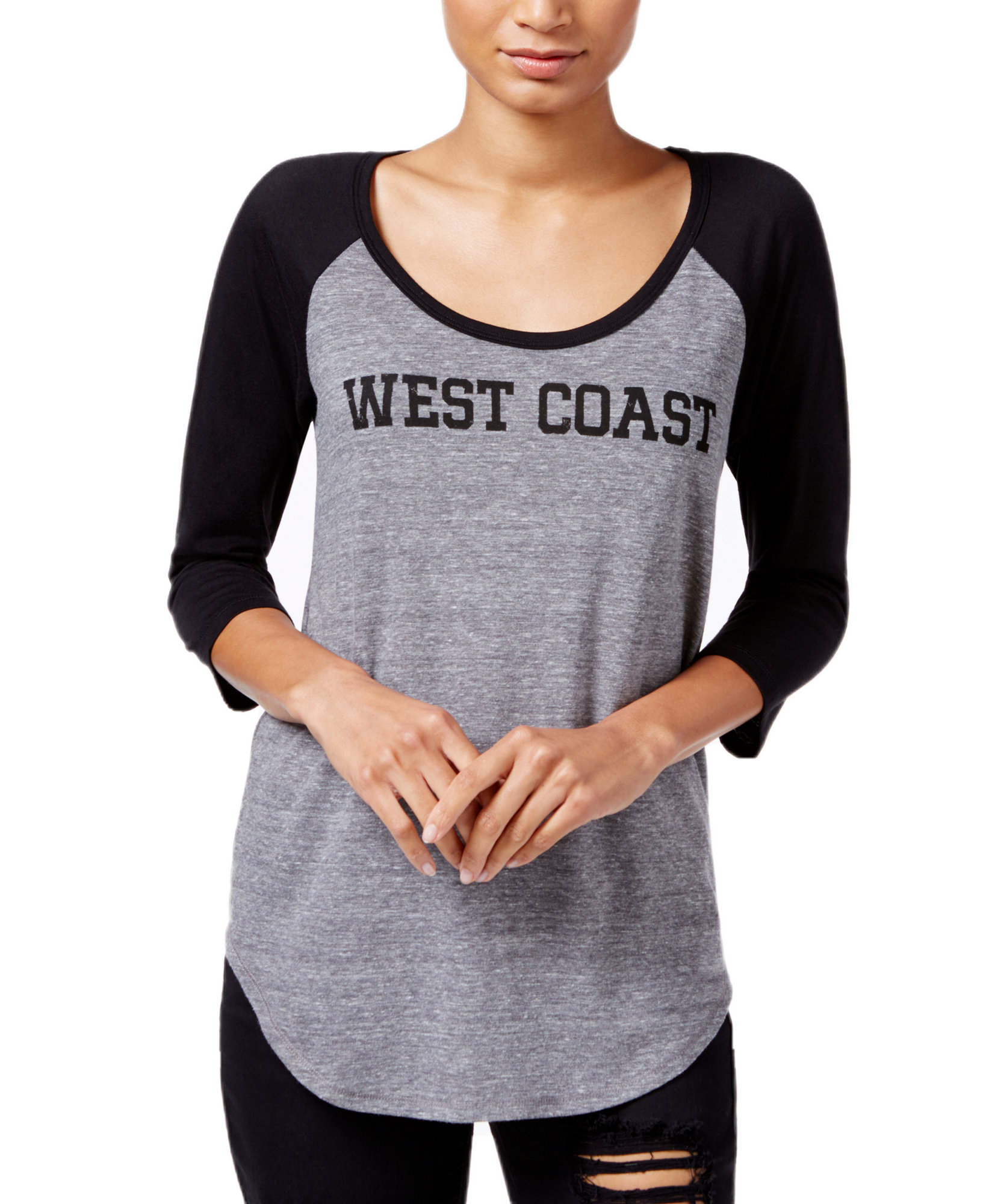 RACHEL Rachel Roy Women West Coast Graphic T Shirt Heather Grey