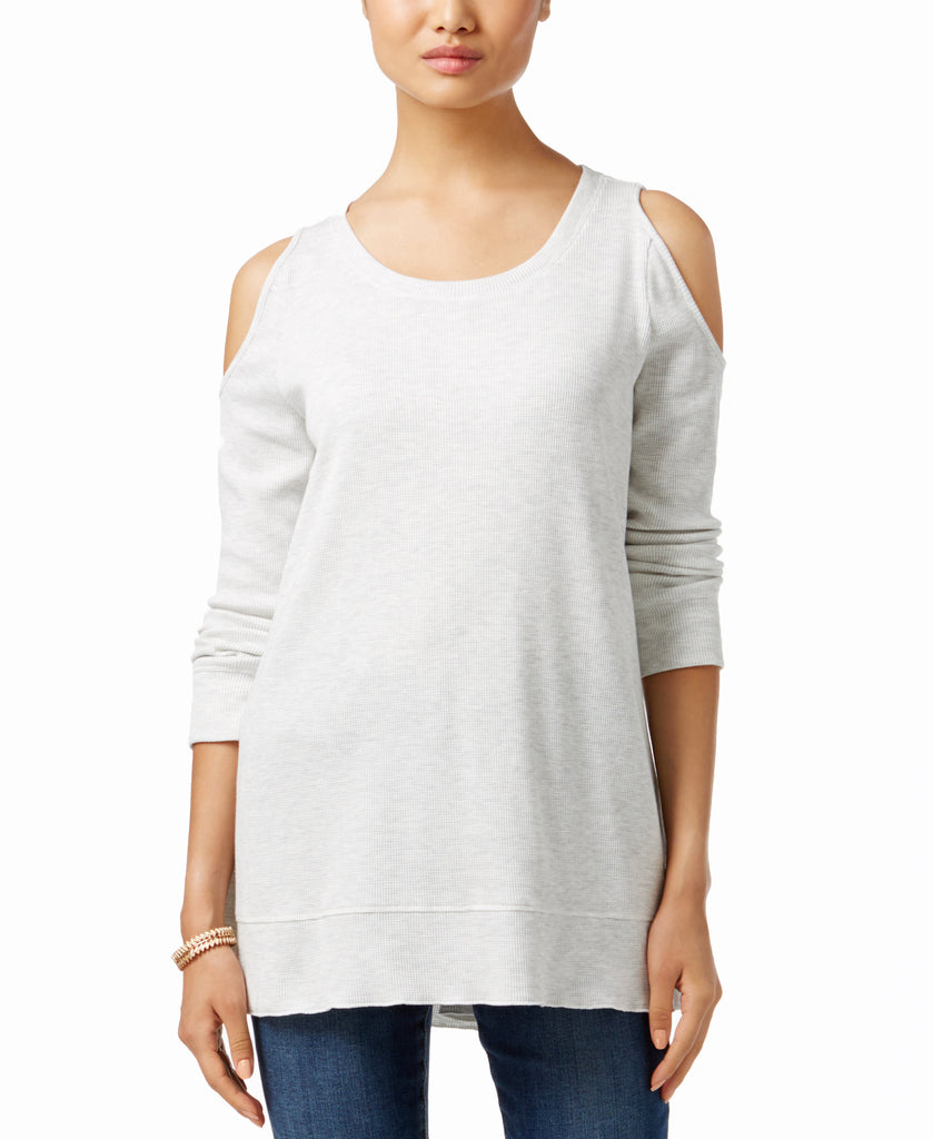 NY Collection Women Cold Shoulder Sweater White