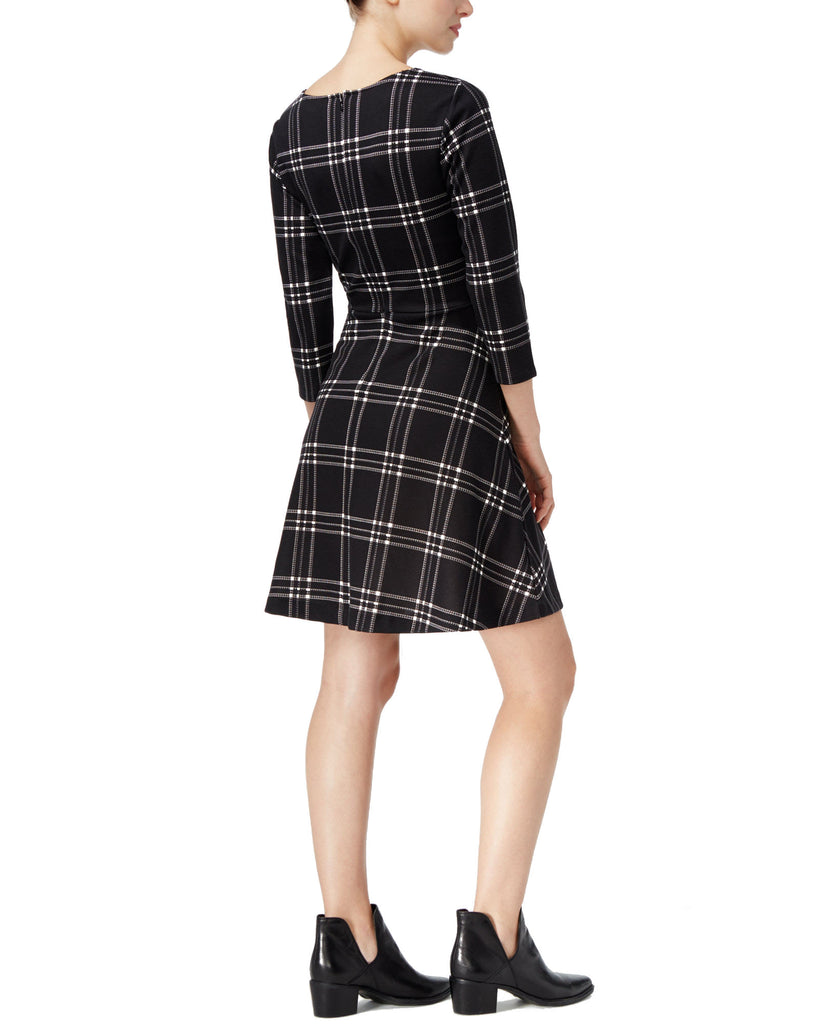 Maison Jules Women Windowpane Fit & Flare Dress