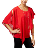 BCX Women BCX Asymmetrical Popover Top Red