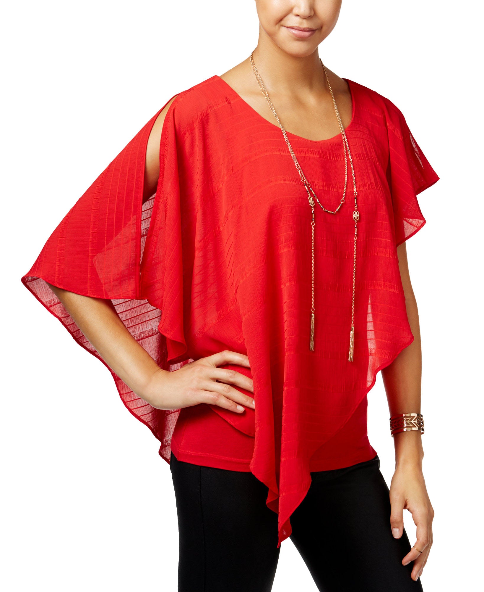 BCX Women BCX Asymmetrical Popover Top Red