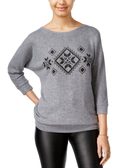 Hippie Rose Women Dolman Sleeve Graphic Top Medium Heather Grey