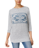 Hippie Rose Women Dolman Sleeve Graphic Top Mountain Blue