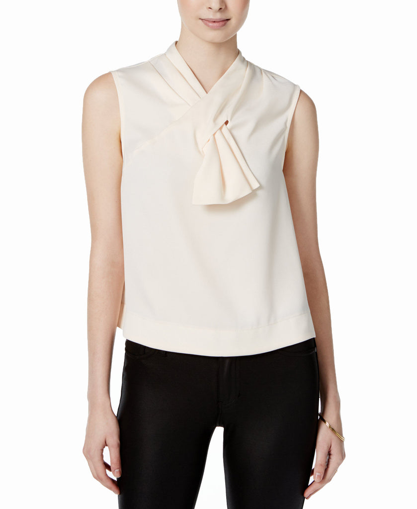 RACHEL Rachel Roy Women Sleeveless Bow Top Almond Milk