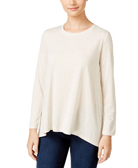 Style-&-Co-Women-Petite-Petite-Sparkle-Swing-Top-Warm-Ivory