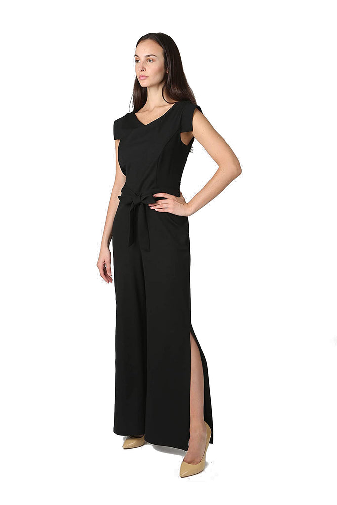 bebe Women Tie Waist Crepe Jumpsuit