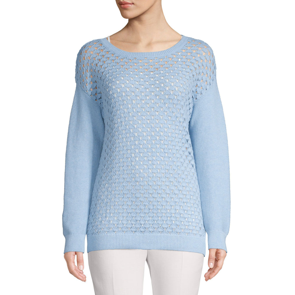 Jones New York Women Patterned Cotton Sweater Glacier Heather