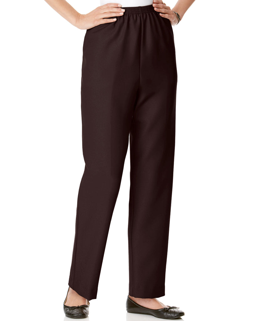 Alfred Dunner Women Classics Pull On Straight Leg Pants Brown