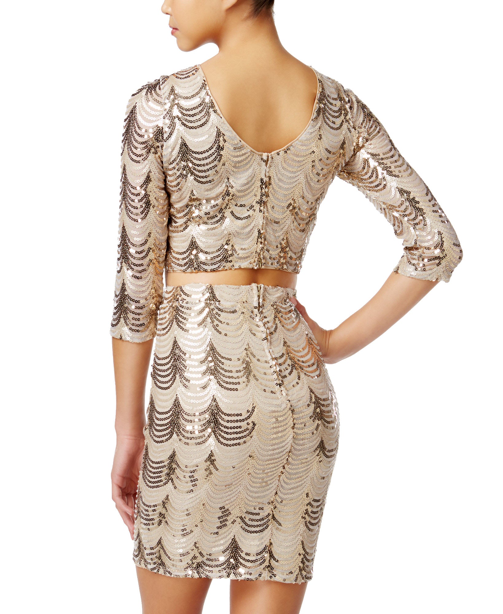 Crystal Doll Juniors 2 Pc. Sequined Bodycon Dress