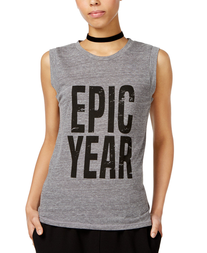 RACHEL Rachel Roy Women Epic Year Graphic Muscle T Shirt Heather Grey