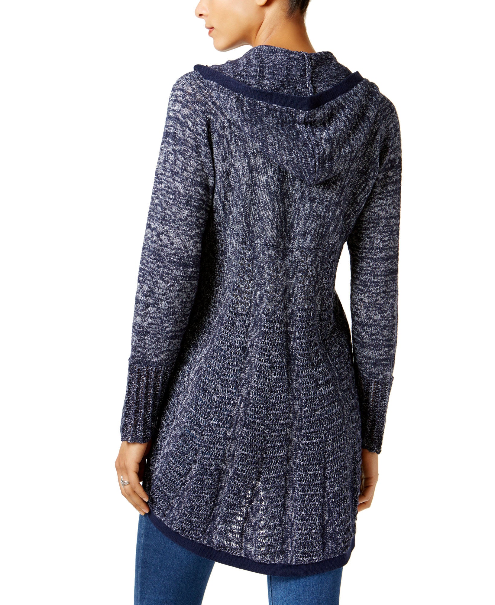 Style & Co Women Pointelle Hooded Cardigan