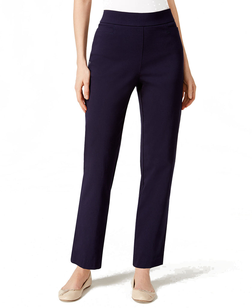 Alfred Dunner Women Classics Allure Pull On Slim Leg Pants Navy