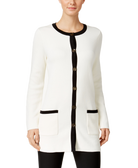 Charter Club Women Contrast Trim Cardigan Cloud Combo